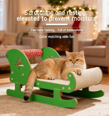 Christmas Sleigh Cat Scratcher & Bed – 2-in-1 Holiday Pet Lounge
