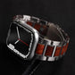 Natural Red Sandalwood & Metal Watch Band