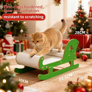 Christmas Sleigh Cat Scratcher & Bed – 2-in-1 Holiday Pet Lounge