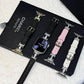 Metal diamond-studded H-mark leather strap