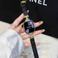 Metal diamond-studded H-mark leather strap