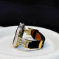 Metal diamond-studded H-mark leather strap
