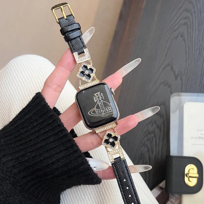 Elegant Floral Leather Band